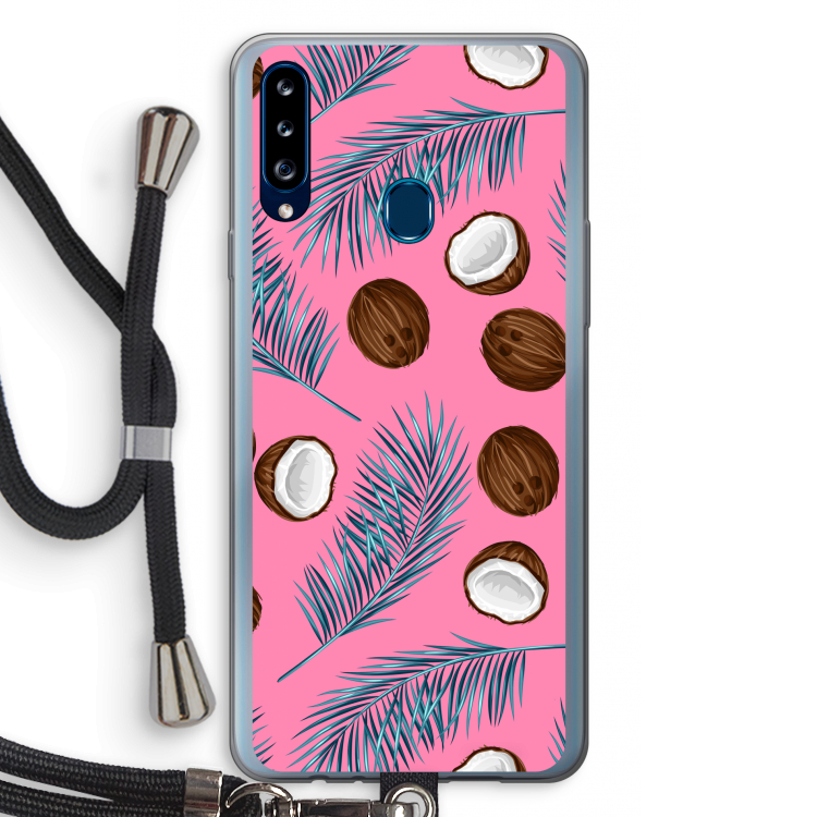 Kokosnoot roze: Samsung Galaxy A20s Transparant Hoesje met koord