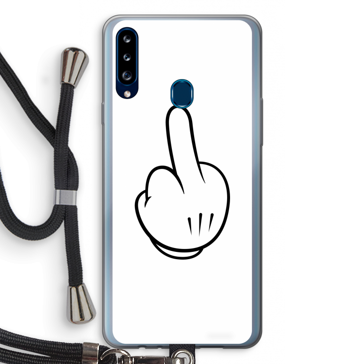 Middle finger white: Samsung Galaxy A20s Transparant Hoesje met koord