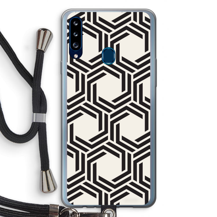 Geometrisch patroon: Samsung Galaxy A20s Transparant Hoesje met koord