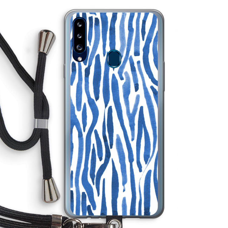 Blauwe nerven: Samsung Galaxy A20s Transparant Hoesje met koord