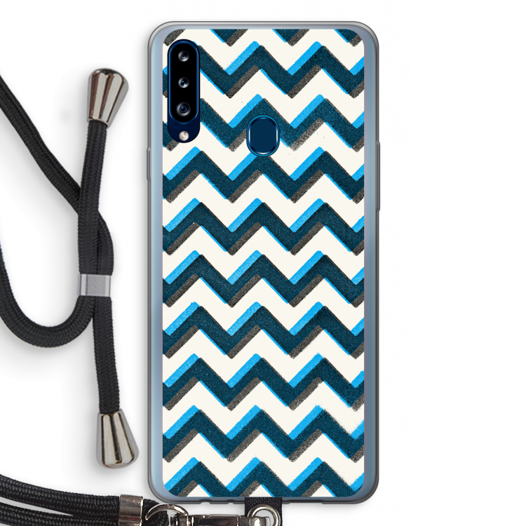 Onderbroken lijn: Samsung Galaxy A20s Transparant Hoesje met koord