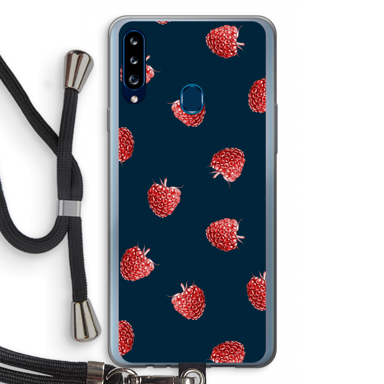 Framboosjes: Samsung Galaxy A20s Transparant Hoesje met koord