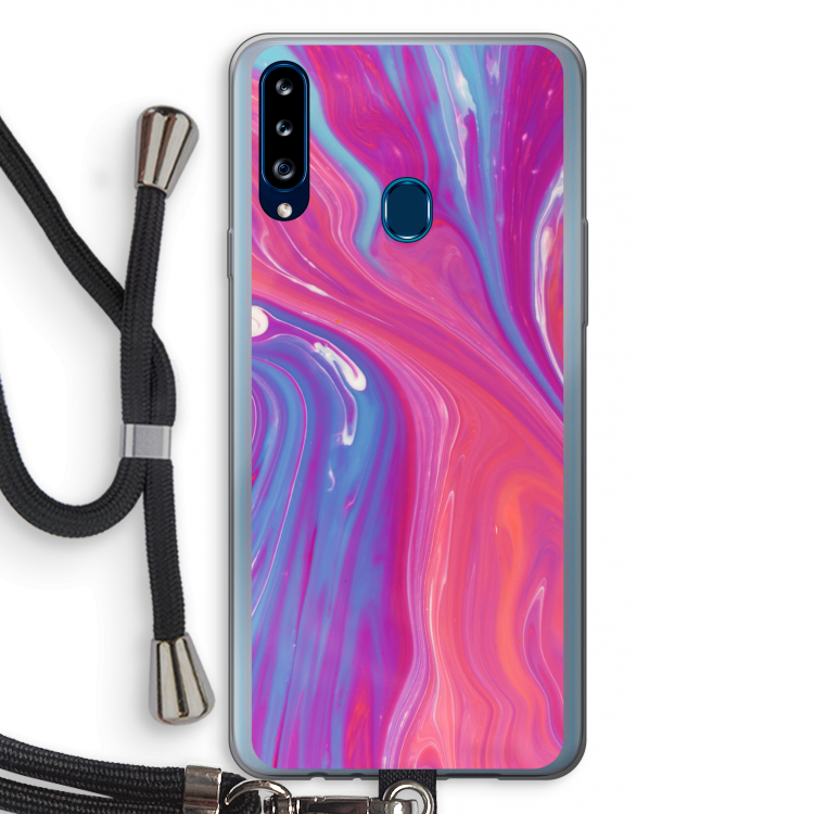 Paarse stroom: Samsung Galaxy A20s Transparant Hoesje met koord