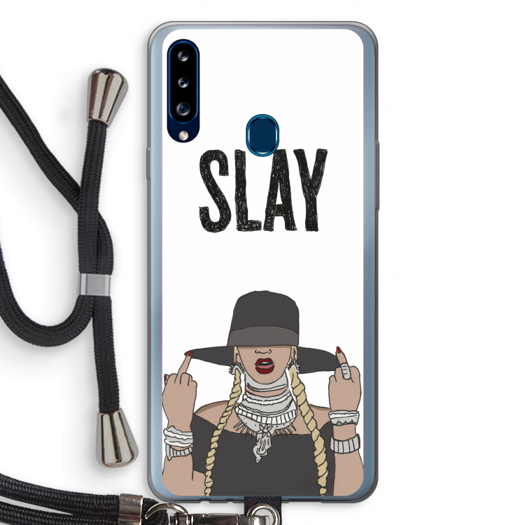 Slay All Day: Samsung Galaxy A20s Transparant Hoesje met koord