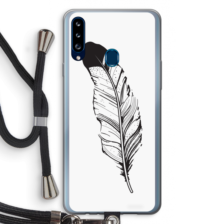 Pluim: Samsung Galaxy A20s Transparant Hoesje met koord