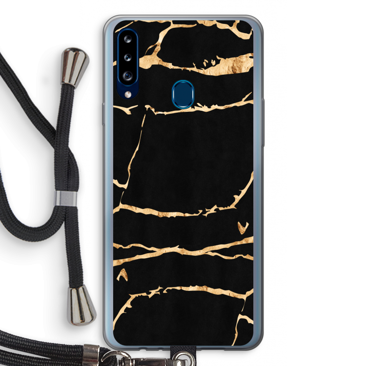 Gouden marmer: Samsung Galaxy A20s Transparant Hoesje met koord