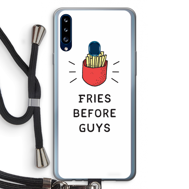 Fries before guys: Samsung Galaxy A20s Transparant Hoesje met koord
