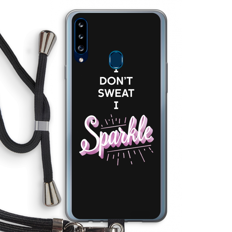 Sparkle quote: Samsung Galaxy A20s Transparant Hoesje met koord