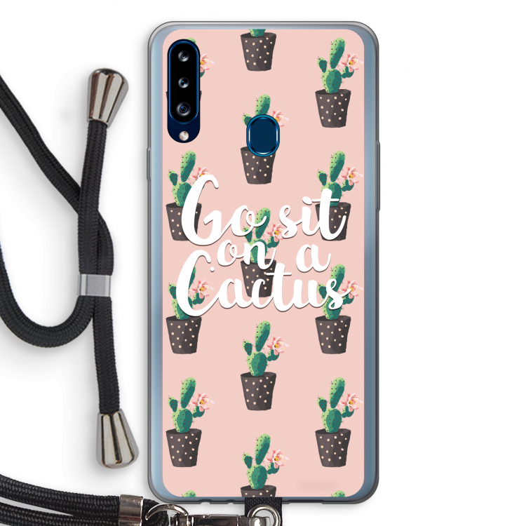 Cactus quote: Samsung Galaxy A20s Transparant Hoesje met koord