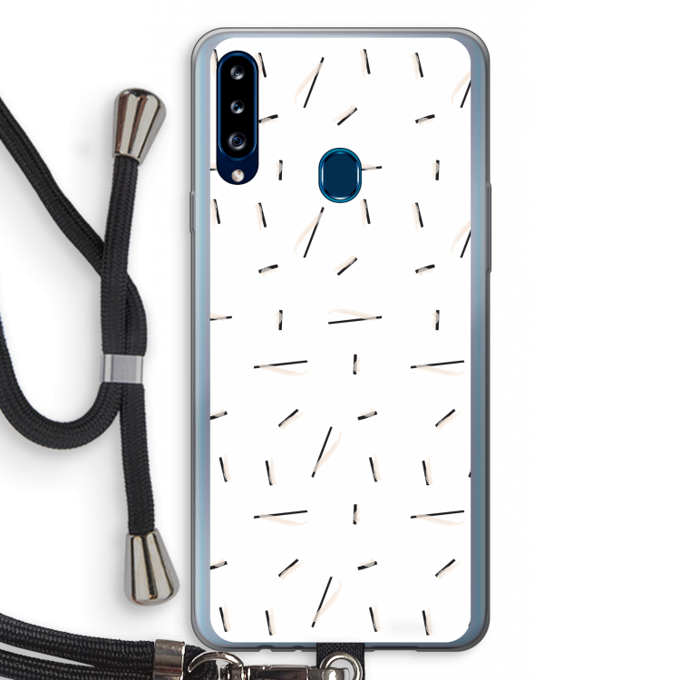 Hipster stripes: Samsung Galaxy A20s Transparant Hoesje met koord