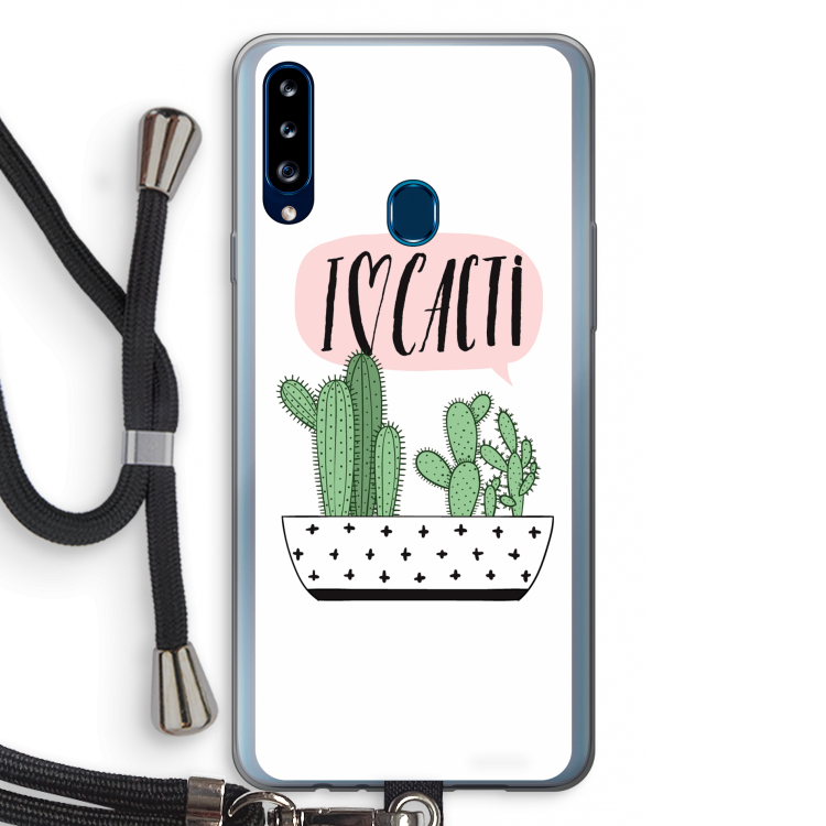 I love cacti: Samsung Galaxy A20s Transparant Hoesje met koord