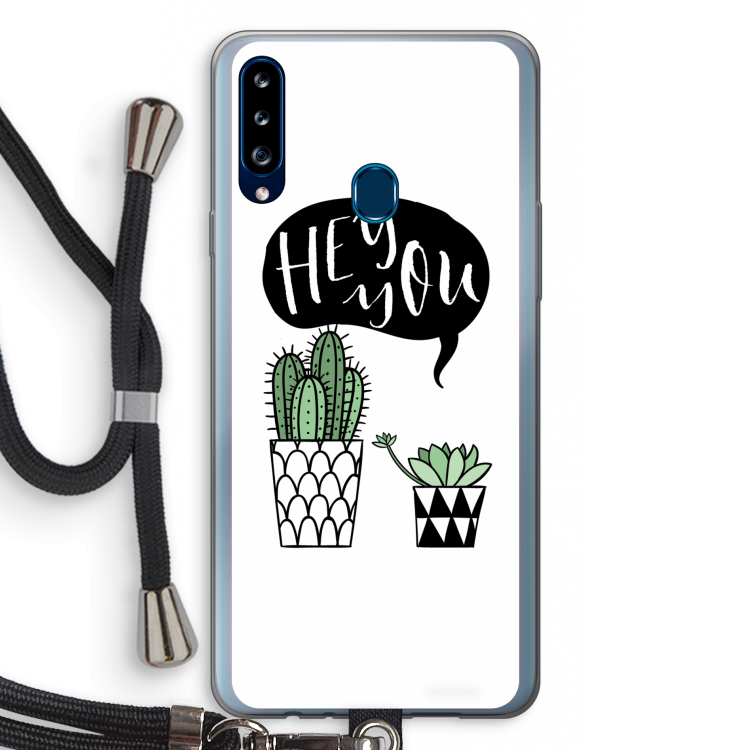 Hey you cactus: Samsung Galaxy A20s Transparant Hoesje met koord