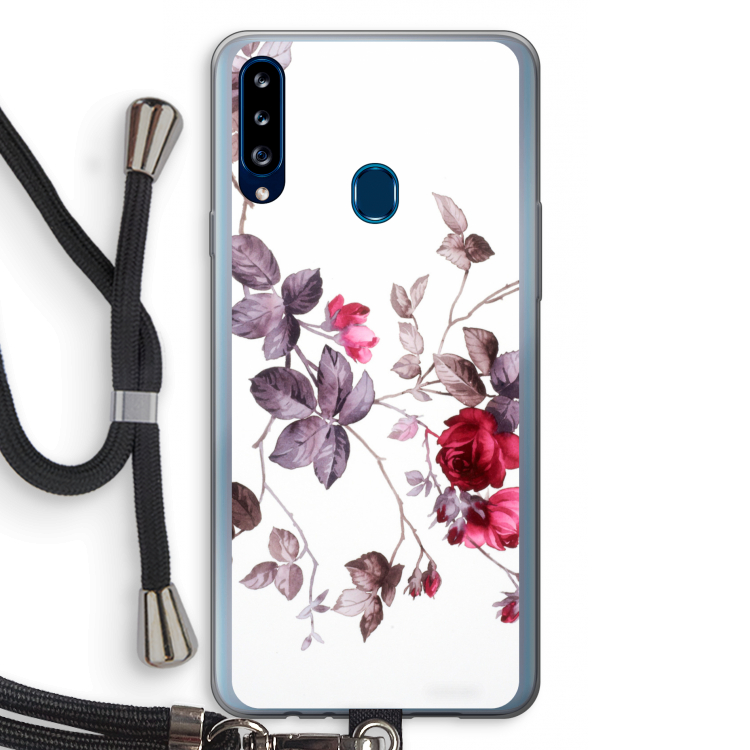 Mooie bloemen: Samsung Galaxy A20s Transparant Hoesje met koord