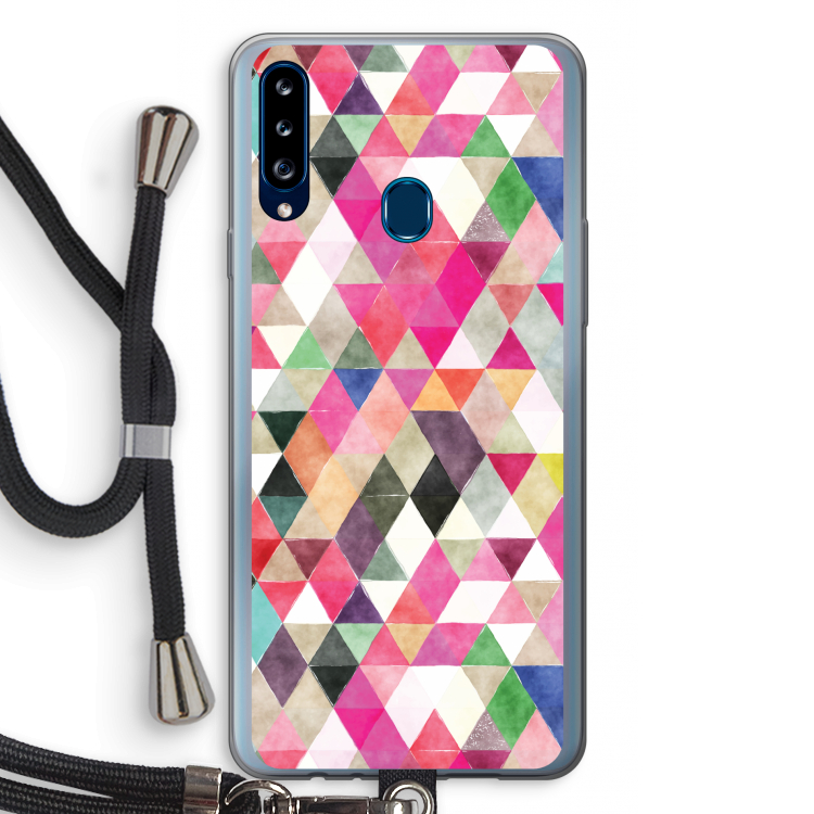 Gekleurde driehoekjes: Samsung Galaxy A20s Transparant Hoesje met koord