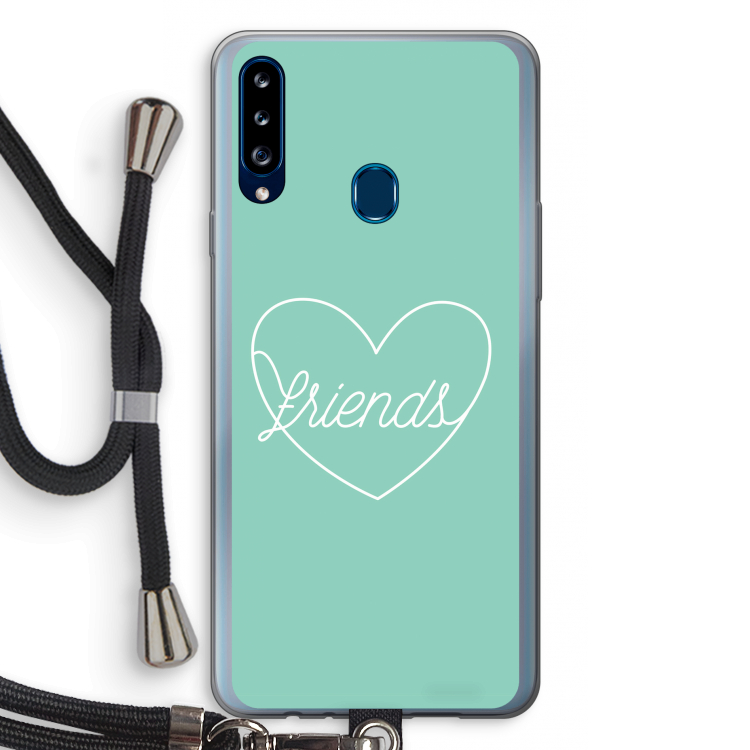 Friends heart pastel: Samsung Galaxy A20s Transparant Hoesje met koord