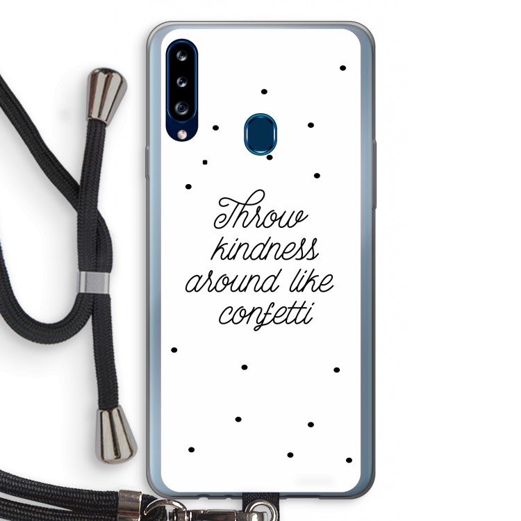 Confetti: Samsung Galaxy A20s Transparant Hoesje met koord