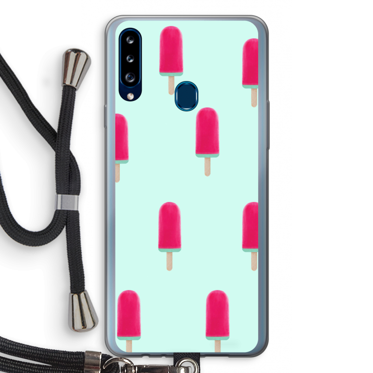 Waterijsje: Samsung Galaxy A20s Transparant Hoesje met koord