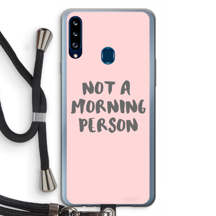 Morning person: Samsung Galaxy A20s Transparant Hoesje met koord