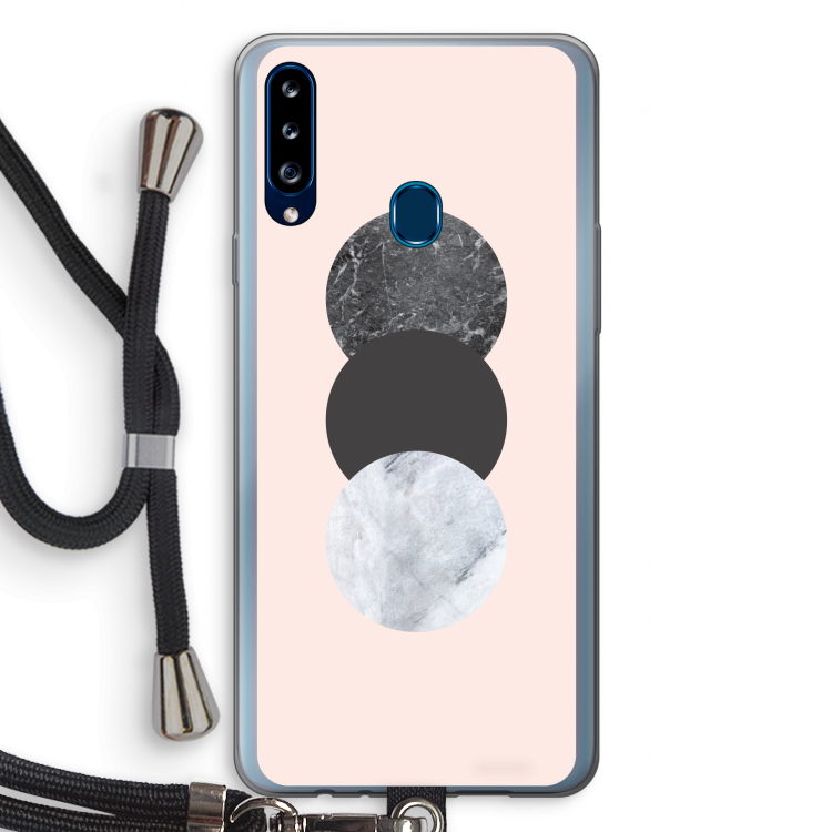 Marmeren cirkels: Samsung Galaxy A20s Transparant Hoesje met koord