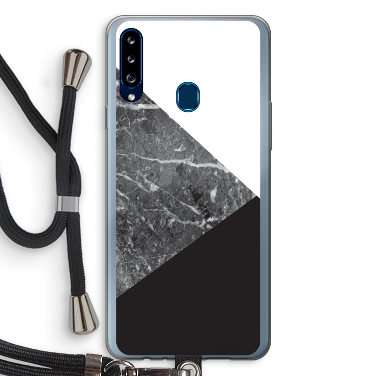 Combinatie marmer: Samsung Galaxy A20s Transparant Hoesje met koord