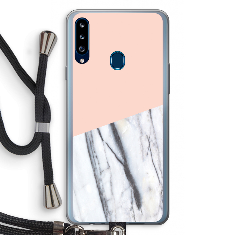 A touch of peach: Samsung Galaxy A20s Transparant Hoesje met koord