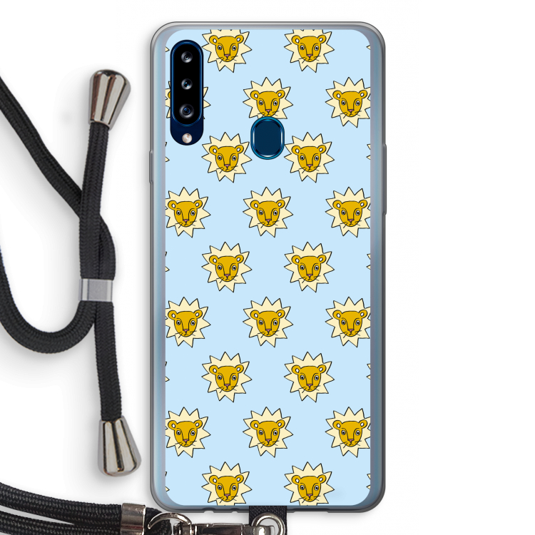 Leeuwenkoppen: Samsung Galaxy A20s Transparant Hoesje met koord