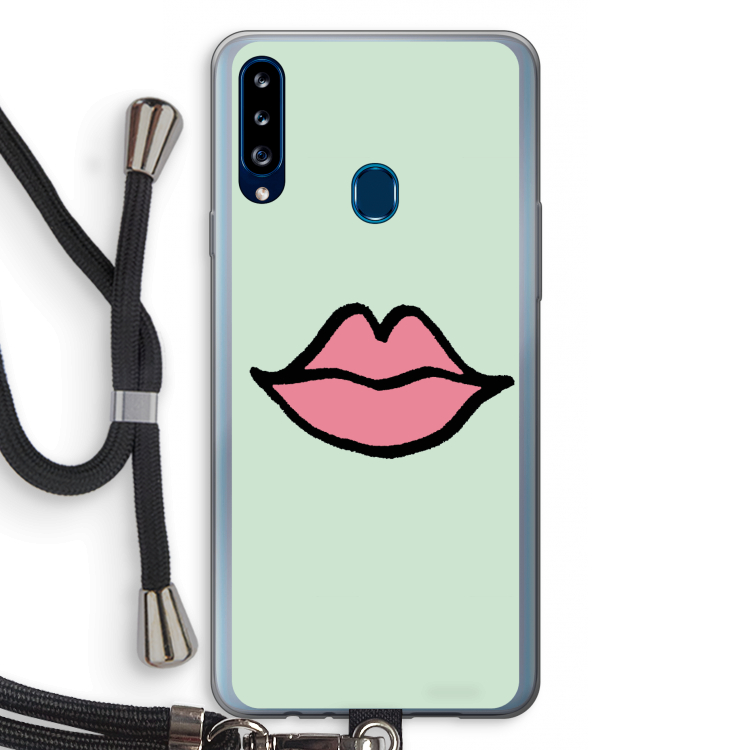 Kusje: Samsung Galaxy A20s Transparant Hoesje met koord