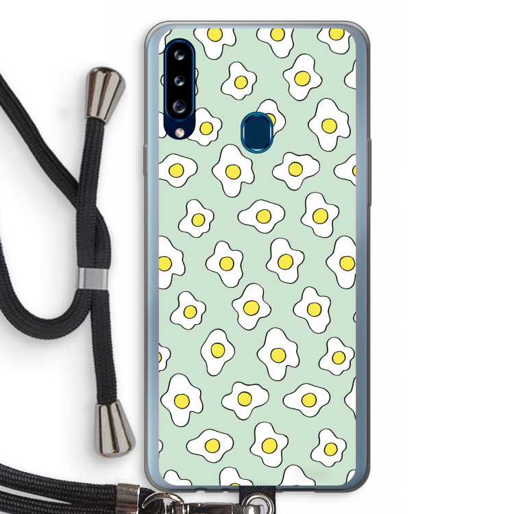Spiegeleitjes: Samsung Galaxy A20s Transparant Hoesje met koord