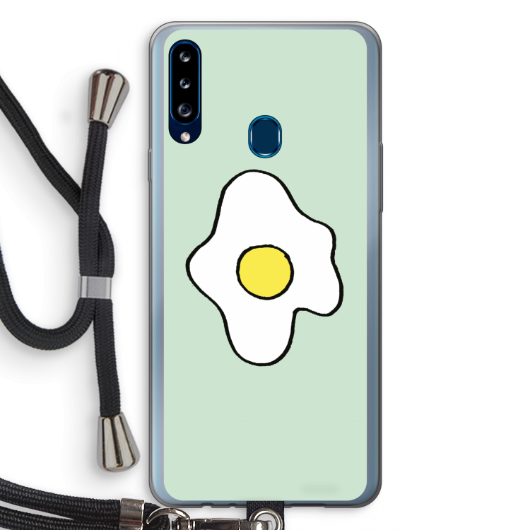 Spiegelei: Samsung Galaxy A20s Transparant Hoesje met koord
