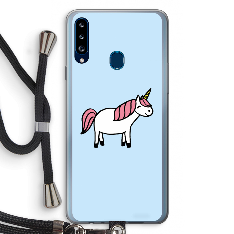 Eenhoorn: Samsung Galaxy A20s Transparant Hoesje met koord