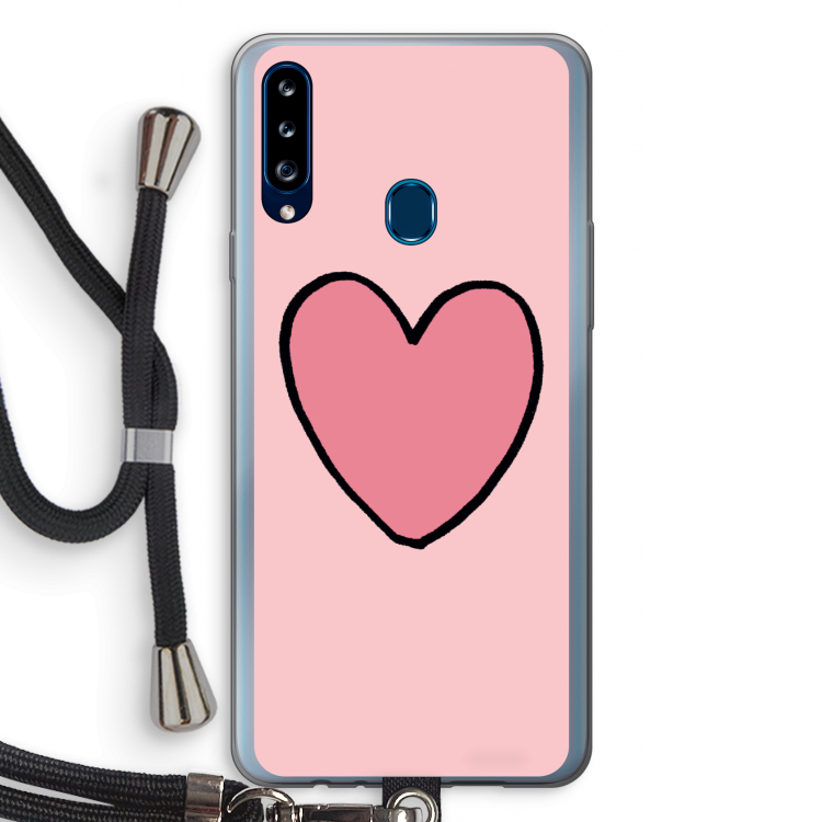 Hartje: Samsung Galaxy A20s Transparant Hoesje met koord