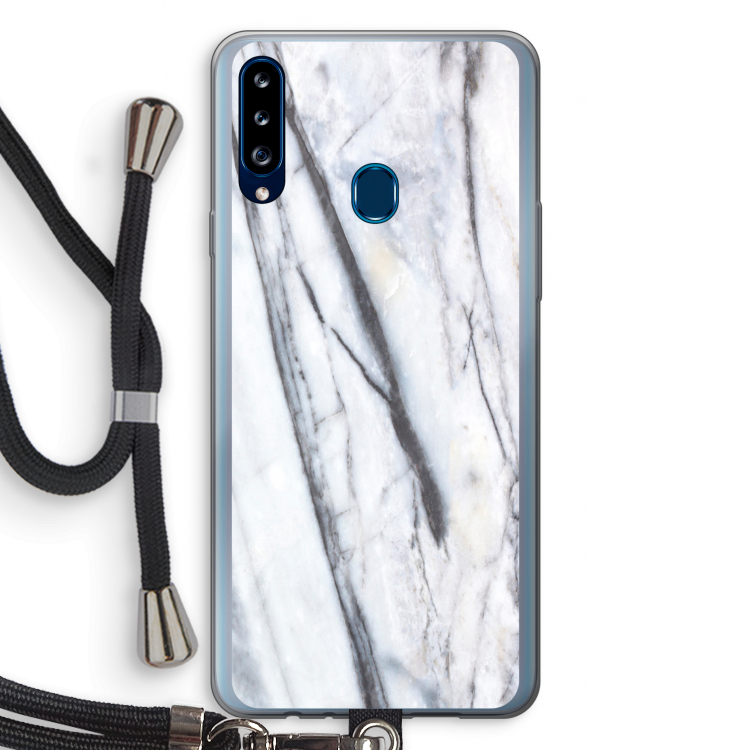 Gestreepte marmer: Samsung Galaxy A20s Transparant Hoesje met koord