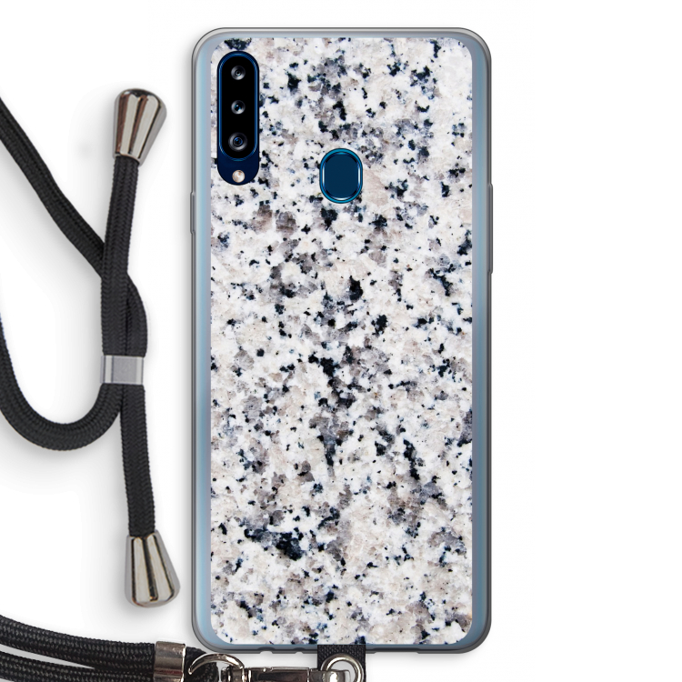 Gespikkelde marmer: Samsung Galaxy A20s Transparant Hoesje met koord