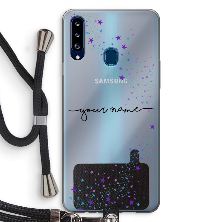 Sterren: Samsung Galaxy A20s Transparant Hoesje met koord
