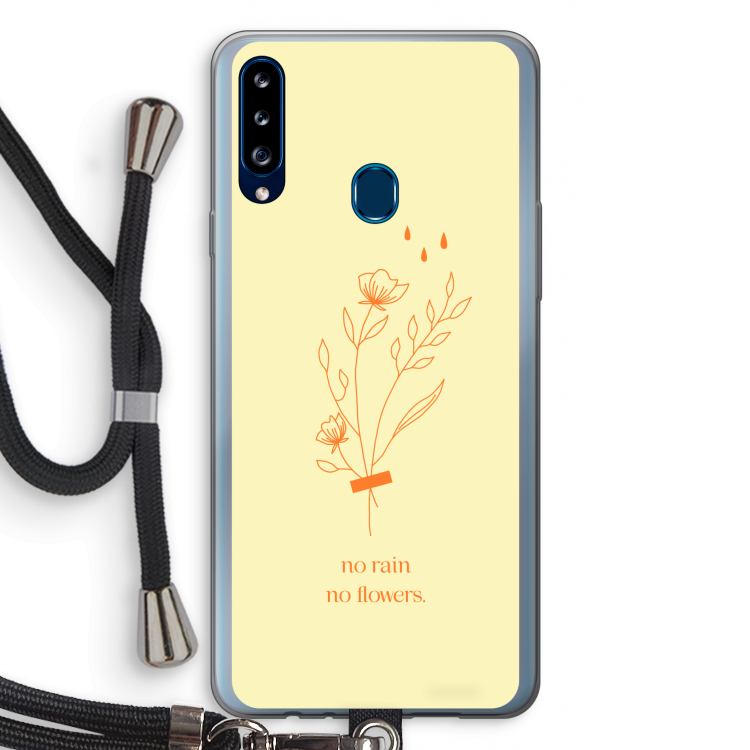 No rain no flowers: Samsung Galaxy A20s Transparant Hoesje met koord