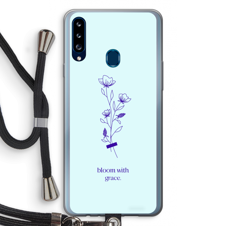 Bloom with grace: Samsung Galaxy A20s Transparant Hoesje met koord