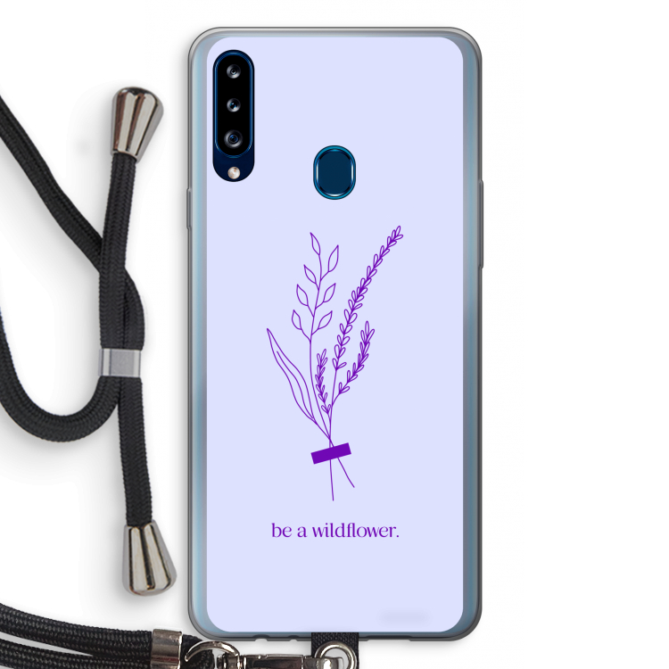 Be a wildflower: Samsung Galaxy A20s Transparant Hoesje met koord