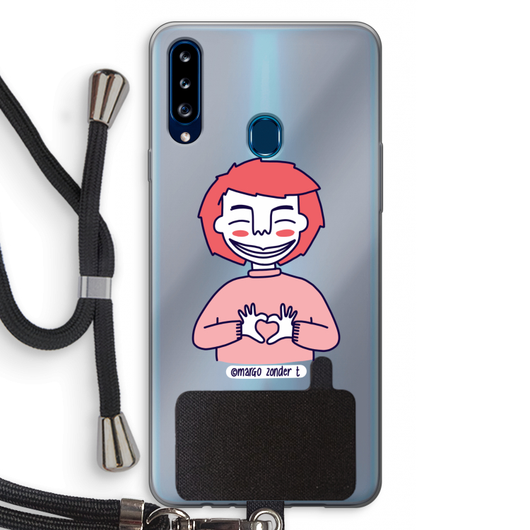 Hartje: Samsung Galaxy A20s Transparant Hoesje met koord