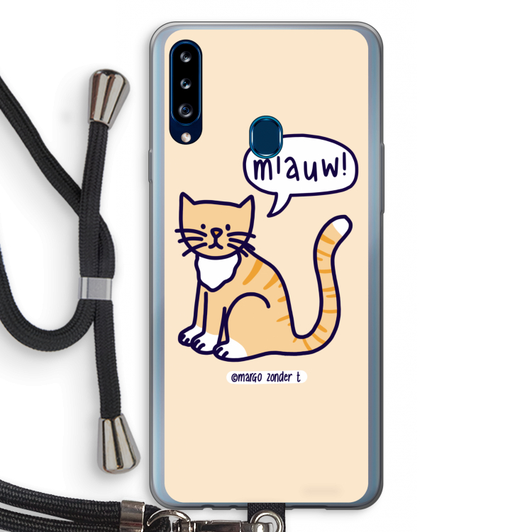 Miauw: Samsung Galaxy A20s Transparant Hoesje met koord