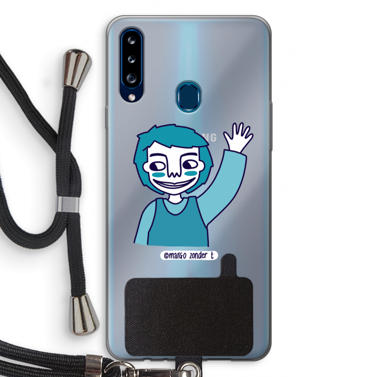 Zwaai: Samsung Galaxy A20s Transparant Hoesje met koord