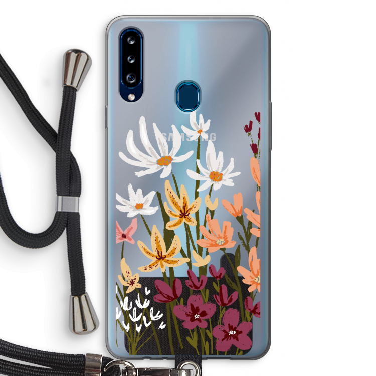 Painted wildflowers: Samsung Galaxy A20s Transparant Hoesje met koord
