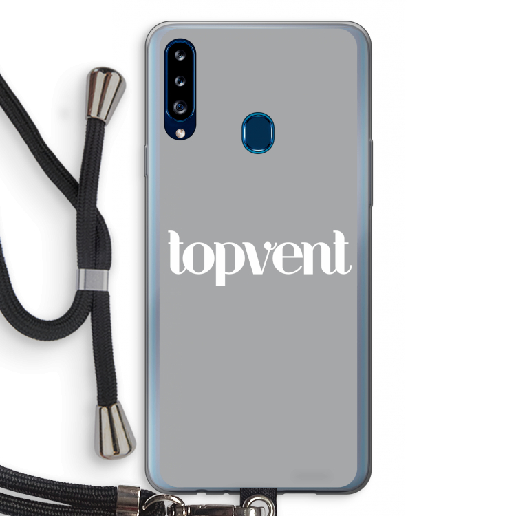 Topvent Grijs Wit: Samsung Galaxy A20s Transparant Hoesje met koord