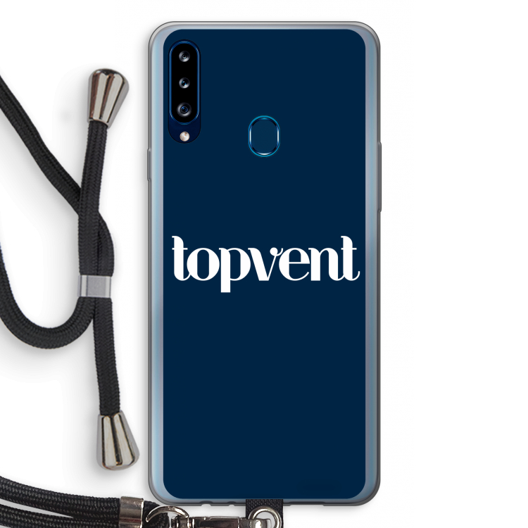 Topvent Navy: Samsung Galaxy A20s Transparant Hoesje met koord