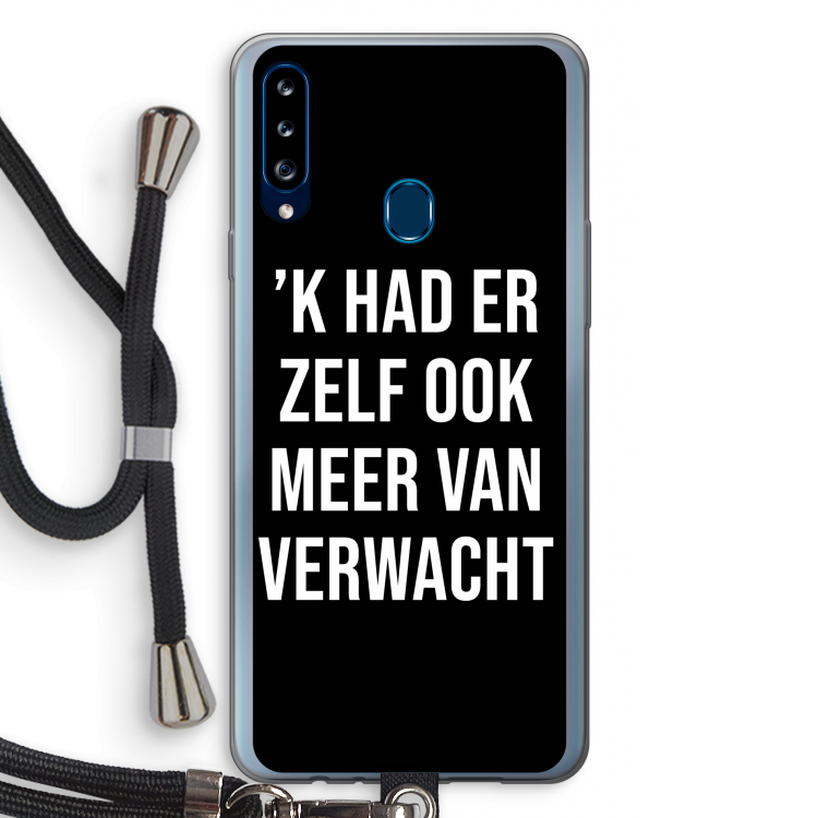 Meer verwacht - Zwart: Samsung Galaxy A20s Transparant Hoesje met koord