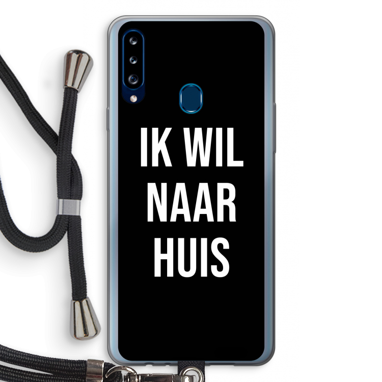 Ik wil naar huis - Zwart: Samsung Galaxy A20s Transparant Hoesje met koord