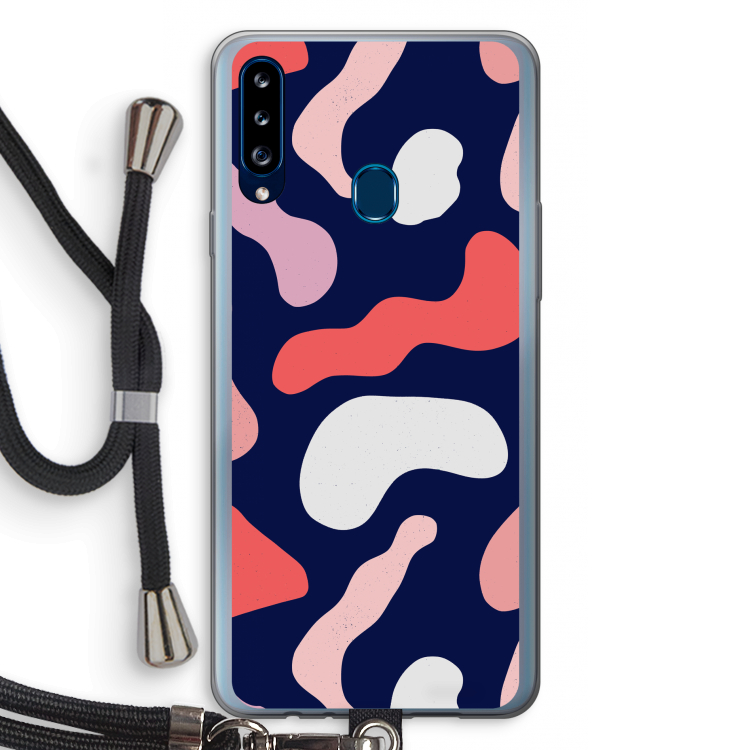 Memphis Shapes Pink: Samsung Galaxy A20s Transparant Hoesje met koord