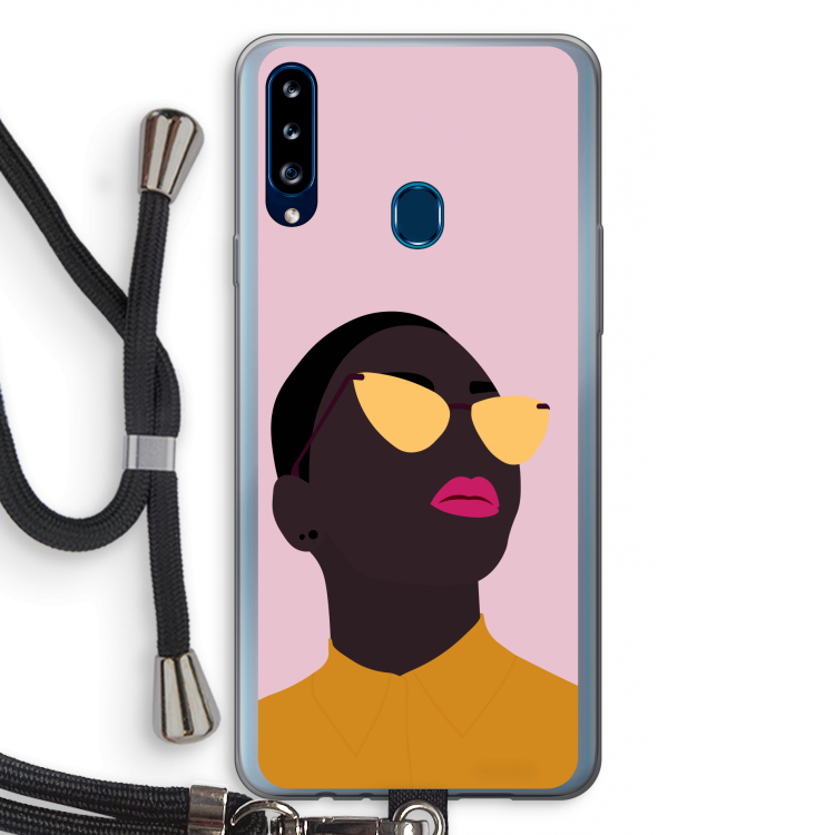 Yellow glasses: Samsung Galaxy A20s Transparant Hoesje met koord