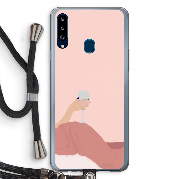 Wine: Samsung Galaxy A20s Transparant Hoesje met koord