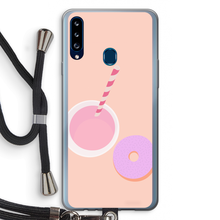 Donut: Samsung Galaxy A20s Transparant Hoesje met koord