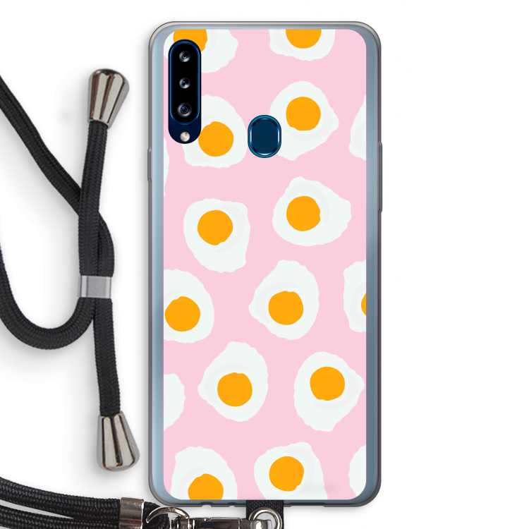 Dancing eggs: Samsung Galaxy A20s Transparant Hoesje met koord